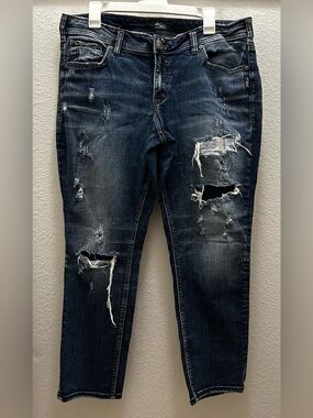 Silver Sam denim distressed jeans, women’s size 16.
